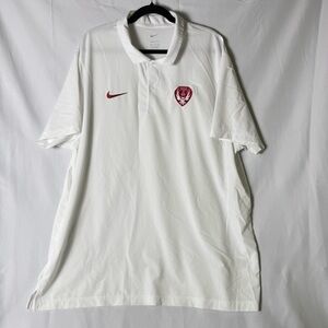 4/$25 Nike Men White Polo Shirt Red Logo Dri Fit Stretch Activewear Casual XXL